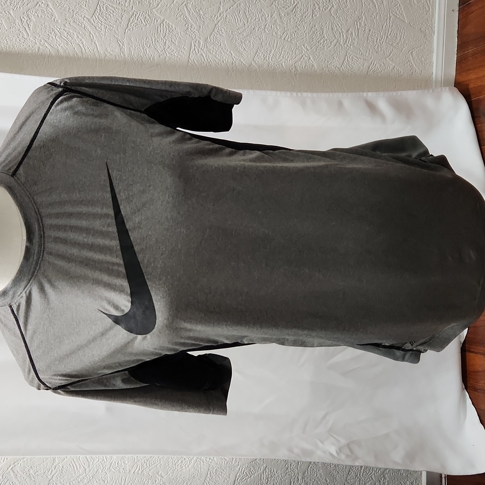 Nike Pro Combat Fitted Black And Grey Women's Athletic Shirt